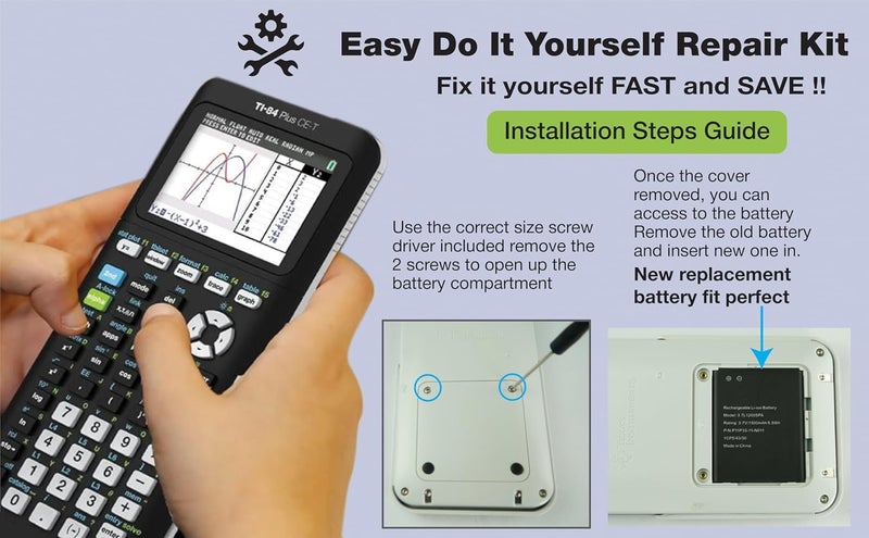 WirelessFinest TI-84 Plus CE Battery Replacement Fit Texas Instruments TI-84 Plus CE C Graphing Calculator, TI NSpire CX/CX II/CX CAS, P11P35-11-N01 & 3.7L12005SPA Battery, Fix Dead Power Issue & Error Validating OS - Image 5